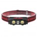 Фонарь налобный PLD-2119B-XPE+2COB(White+Red), 1х18650, ЗУ Type-C, Box