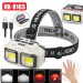 Фонарь налобный HX-816S-2COB(White+Red), Motion Sensor, Waterproof, 1x18650, ЗУ Type-C, Box