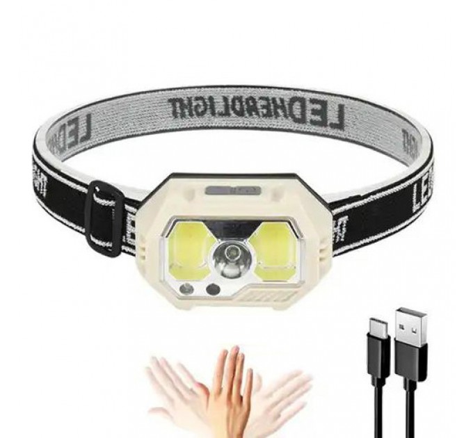Фонарь налобный SH-S31-XPE+COB(White+Red), Motion Sensor, Li-Ion аккумулятор, ЗУ Type-C, Box