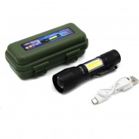 Фонарь 513-XPE+COB, Li-Ion аккум., zoom, ЗУ microUSB