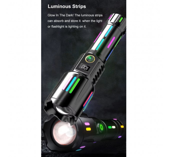 Фонарь NIGHT VISION FLUORESCENCE W515-PM10-TG, Power Bank, индикация заряда, 1x26650, ЗУ Type-C, zoom, Box