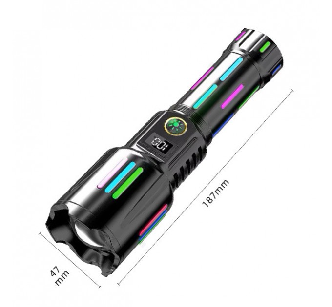 Фонарь NIGHT VISION FLUORESCENCE W515-PM10-TG, Power Bank, индикация заряда, 1x26650, ЗУ Type-C, zoom, Box