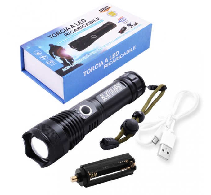 Фонарь Police X71A-HP90, 1x18650/3xAAA, индикация заряда, zoom, ЗУ Type-C, Box
