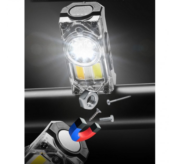 Фонарь налобный YY-19B-3SMD+2COB(White+Yellow+Red), Motion Sensor, Li-Ion аккум., ЗУ Type-C, магнит, Box