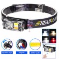 Фонарь налобный YY-19B-3SMD+2COB(White+Yellow+Red), Motion Sensor, Li-Ion аккум., ЗУ Type-C, магнит, Box