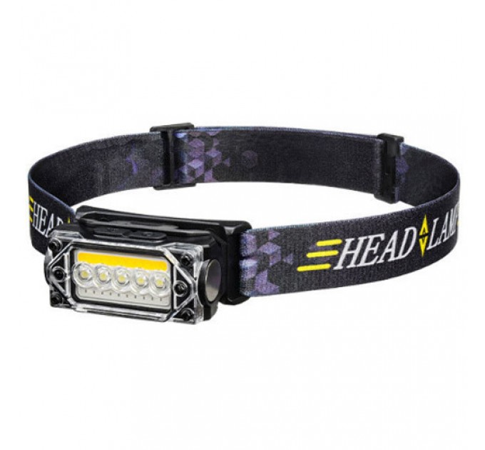 Фонарь налобный YY-19С-5SMD+COB(white+yellow+red), Motion Sensor, Li-Ion аккум., ЗУ Type-C, магнит, Box