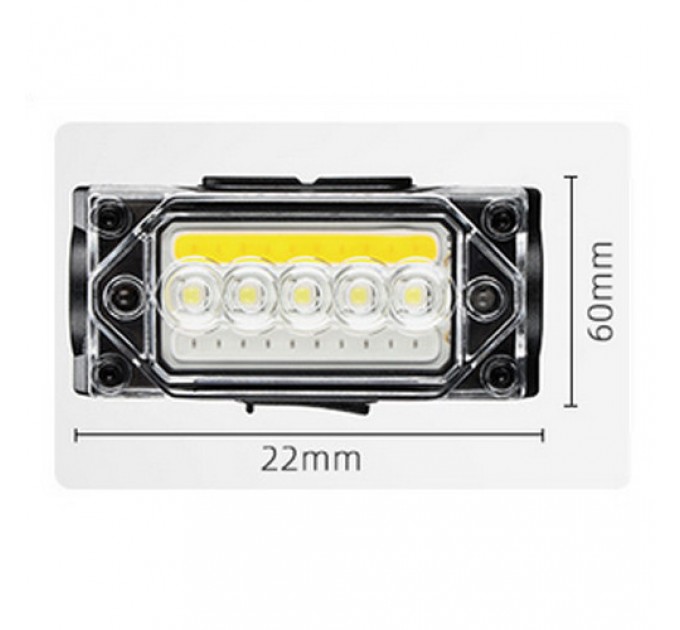 Фонарь налобный YY-19С-5SMD+COB(white+yellow+red), Motion Sensor, Li-Ion аккум., ЗУ Type-C, магнит, Box