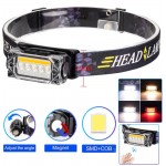 Фонарь налобный YY-19С-5SMD+COB(white+yellow+red), Motion Sensor, Li-Ion аккум., ЗУ Type-C, магнит, Box