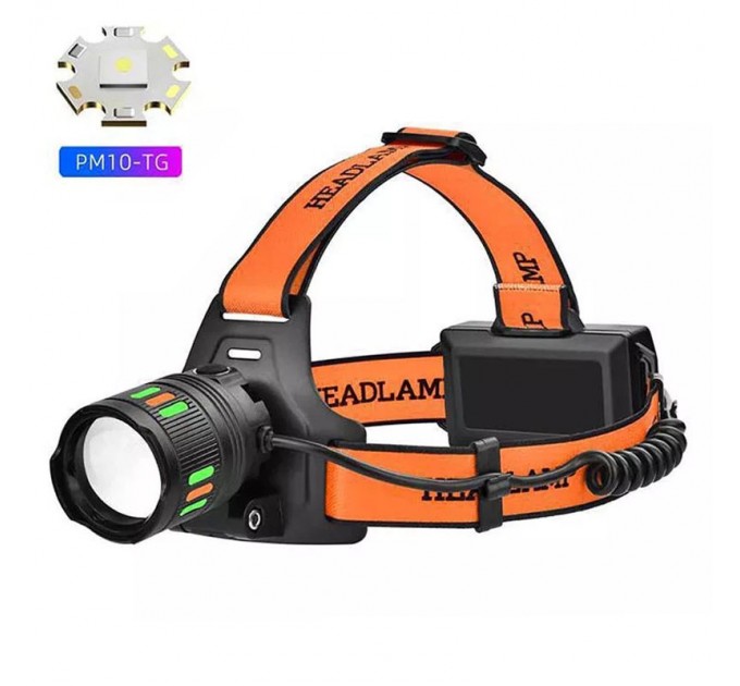 Фонарь налобный NIGHT VISION FLUORESCENCE BL-T203-TG+COB(White+Red), 2x18650, 1 РЕЖИМ, ЗУ Type-C, zoom