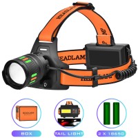 Фонарь налобный NIGHT VISION FLUORESCENCE BL-T203-TG+COB(White+Red), 2x18650, 1 РЕЖИМ, ЗУ Type-C, zoom