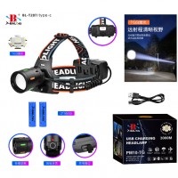 Фонарь налобный NIGHT VISION FLUORESCENCE BL-T207-TG, 2x18650, 1 РЕЖИМ, ЗУ Type-C, zoom