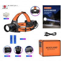Фонарь налобный NIGHT VISION FLUORESCENCE BL-T210-TG, 2x18650, 1 РЕЖИМ, ЗУ Type-C, zoom