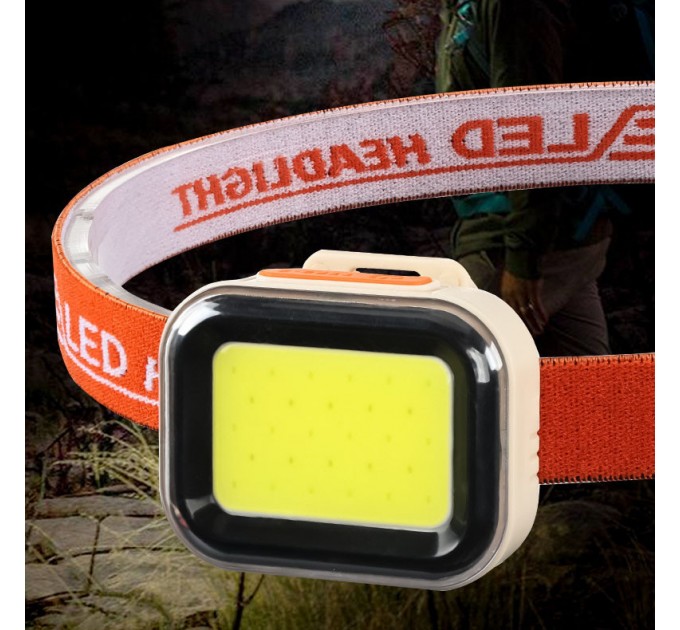 Фонарь налобный CY-2027-B-COB(white+red), Li-Ion аккумулятор, ЗУ Type-C