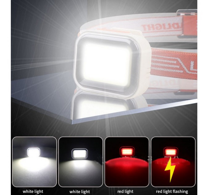 Фонарь налобный CY-2027-B-COB(white+red), Li-Ion аккумулятор, ЗУ Type-C