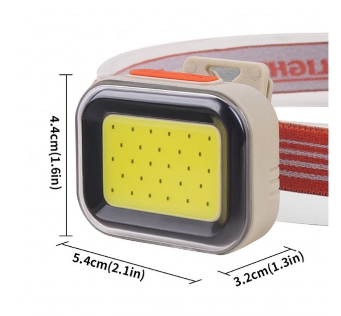 Фонарь налобный CY-2027-B-COB(white+red), Li-Ion аккумулятор, ЗУ Type-C