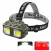 Фонарь налобный HX-816M-2COB(White+Red) CAMOUFLAGE, Waterproof, 1x18650, ЗУ Type-C, Box