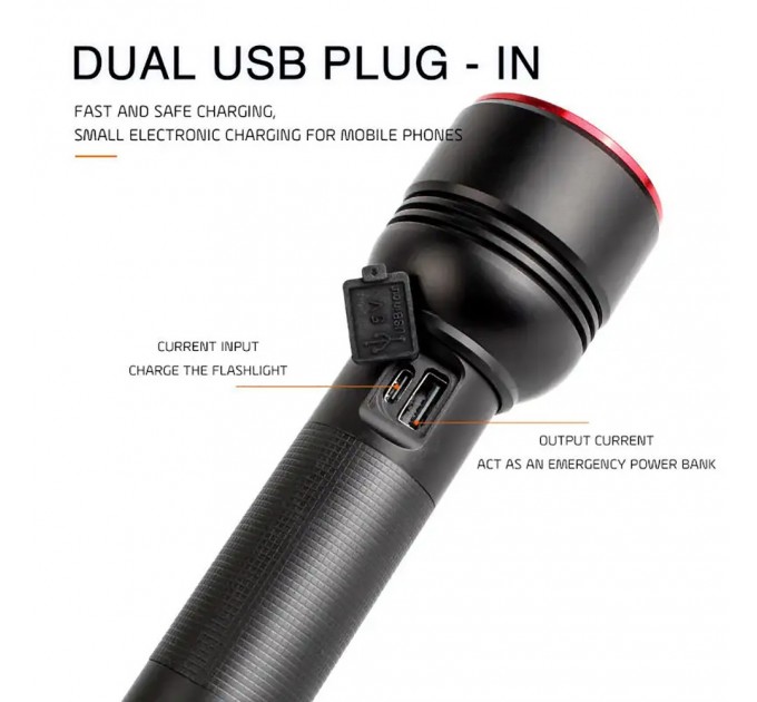 Фонарь SY-2208-TG, 1 РЕЖИМ, Power Bank, 1x18650, ЗУ Type-C, zoom, Box