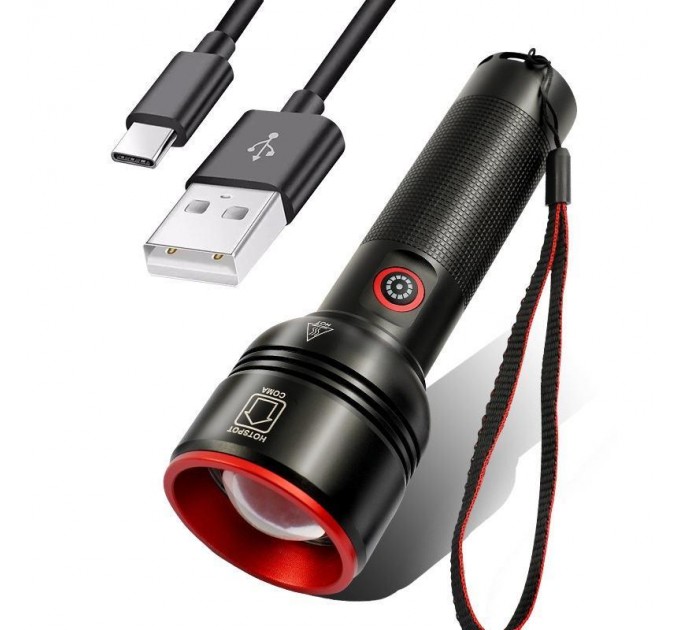 Фонарь SY-2208-TG, 1 РЕЖИМ, Power Bank, 1x18650, ЗУ Type-C, zoom, Box