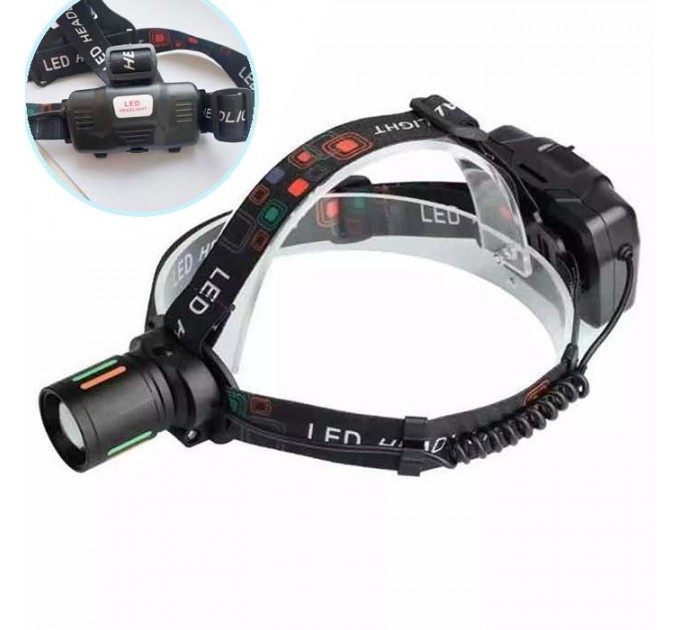 Фонарь налобный NIGHT VISION FLUORESCENCE W668-TG, 2x18650, ЗУ Type-C, zoom, Box