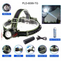 Фонарь налобный 8099 PM10-TG, 1x18650, ЗУ Type-C, zoom, Box