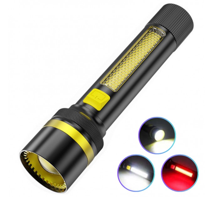 Фонарь 24094-WHITE LASER LED PM10-TG+COB(White+Red), Li-Ion аккумулятор, ЗУ Type-C, zoom