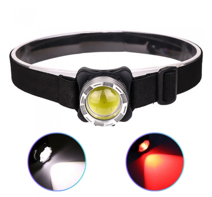 Фонарь налобный BL-F006-COB(White+Red), ЗУ Type-C, Li-Ion аккумулятор, Box
