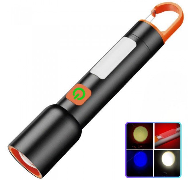 Фонарь BL-636-3TG (WHITE+YELLOW+BLUE)+COB(WHITE+RED), Li-Ion аккумулятор, ЗУ Type-C, zoom, Box