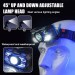 Фонарь налобный XS-09-LM+6SMD(WHITE+RED), Motion Sensor, Li-Ion аккум., ЗУ Type-C