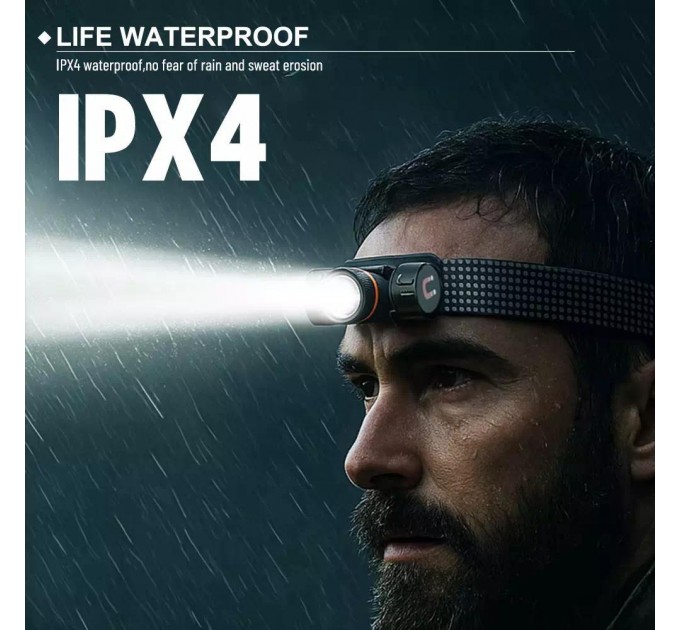 Фонарь налобный 5846-XPG, 1x16340, ЗУ Type-C, магнит, zoom, Box