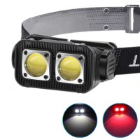 Фонарь налобный K372/L-31-2COB(White+Red), Motion Sensor,  Li-Ion аккум., индикация заряда, ЗУ Type-C, Box
