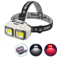 Фонарь налобный HX-816-2COB(White+Red), Waterproof, 1x18650, ЗУ Type-C, Box