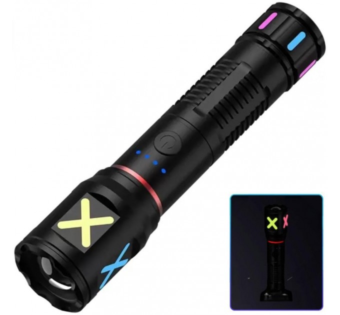 Фонарь PLD-CA166-3 1 РЕЖИМ WHITE LASER LED PM10-TG, 1х18650, индикация заряда, ЗУ Type-C, zoom, Box