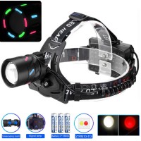 Фонарь налобный NIGHT VISION FLUORESCENCE CT012-3L-2TG(white+red), 3x18650, ЗУ Type-C, zoom, Box
