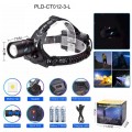 Фонарь налобный NIGHT VISION FLUORESCENCE CT012-3L-TG, 1 РЕЖИМ, Power Bank, 3x18650, ЗУ Type-C, zoom, Box