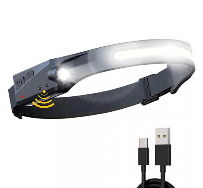 Фонарь налобный BL-W689-1/5808А-LM+COB(White+Red), Motion Sensor, Li-Ion аккум., ЗУ Type-C, Box