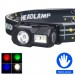 Фонарь налобный T131-XPE+3SMD(Red+Green+Blue+UV), Motion Sensor, Li-Ion аккум, магнит, клипса, ЗУ Type-C, Box
