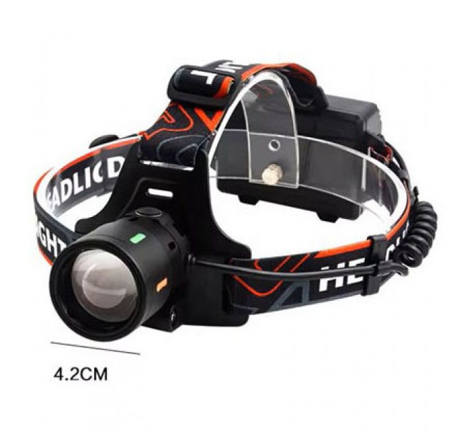 Фонарь налобный NIGHT VISION FLUORESCENCE BL-T207-TG, 2x18650, 1 РЕЖИМ, ЗУ Type-C, zoom
