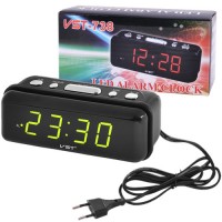 Часы сетевые VST-738-2 зеленые, 220V