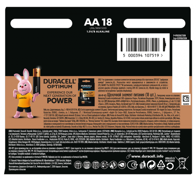 Батарейка Duracell LR06 MN1500 1х18 шт.
