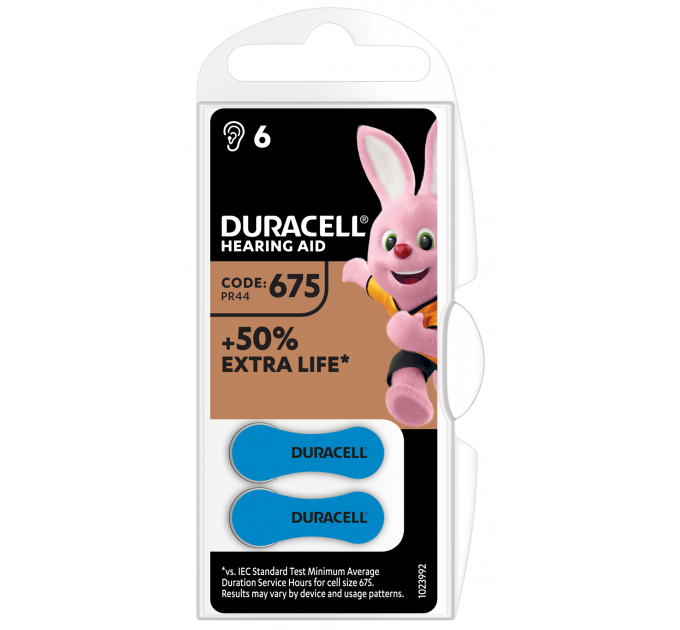 Батарейка Duracell HA 675 уп. 6 шт.