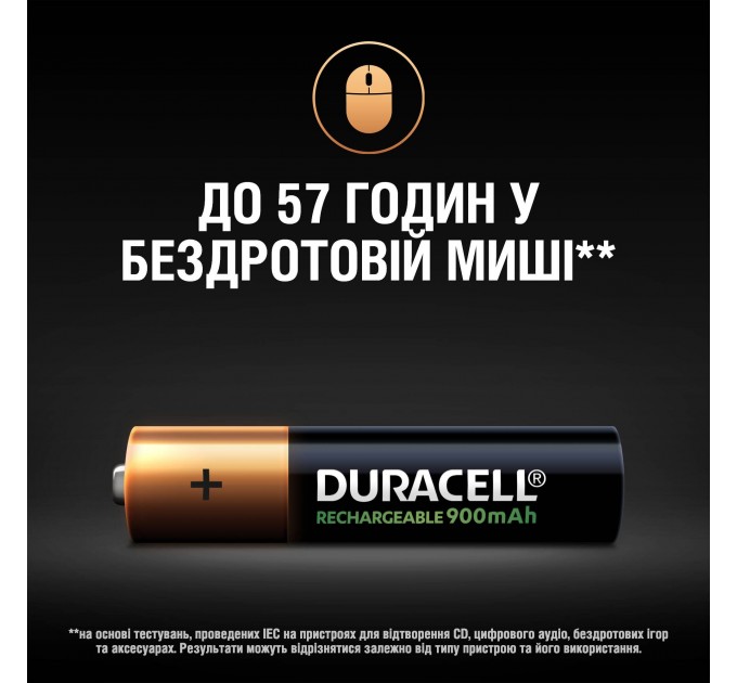 Акумулятор Duracell HR03 (AAA) 900mAh уп. 4шт.