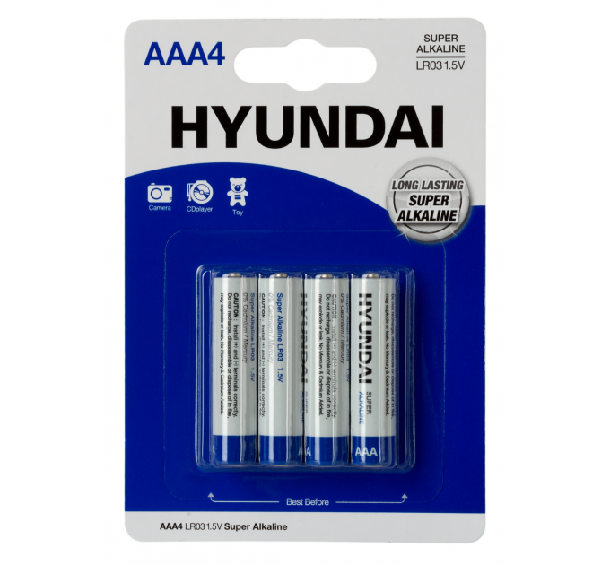 Батарейка Hyundai LR03 AAA BL4 Alkaline