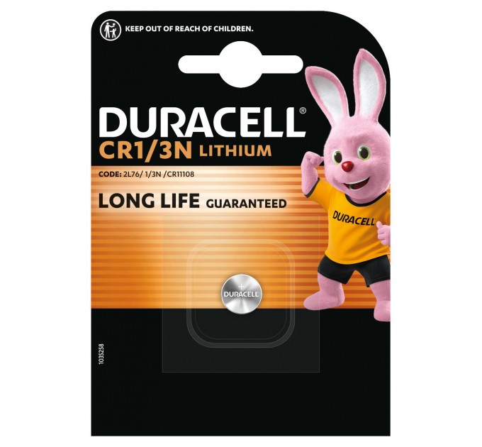 Спеціальна літієва батарейка Duracell 1/3N 3V, (2L76 / CR1 / 3N / CR11108), 1 шт. в упаковці
