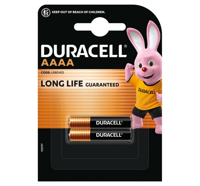 Спеціальна лужна батарейка Duracell AAAA  1,5V, (LR8D425), 2 шт. в упаковці
