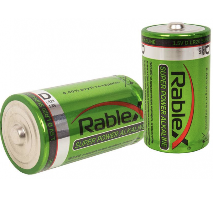 батарейка щелочная RABLEX LR20 D 1.5V shrink 