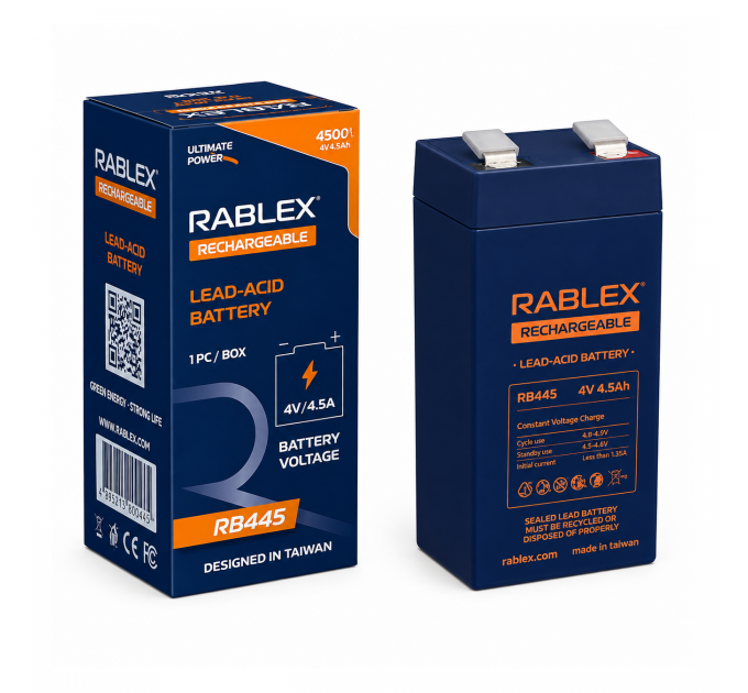 Акумулятор свинцево-кислотний Rablex RB445 AGM  4V 4.5 Ah