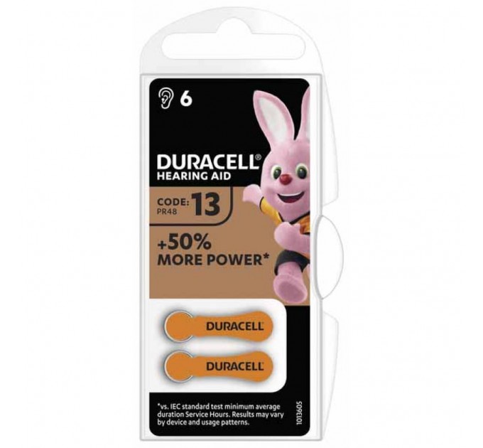 Батарейка Duracell HA za13 уп. 6 шт.