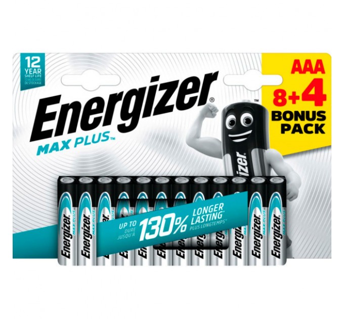 Батарейка Energizer Max Plus AAA , блістер 8+4 шт.