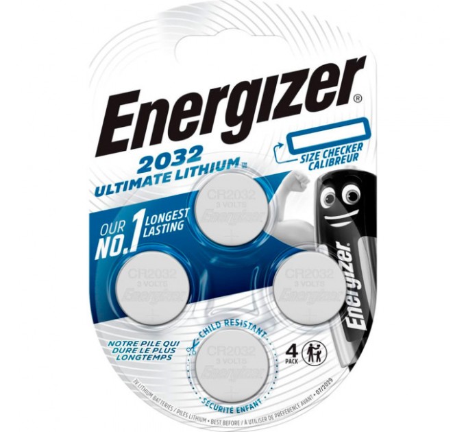 Батарейка Energizer Ultimate Lithium CR2032 , блістер 4шт.