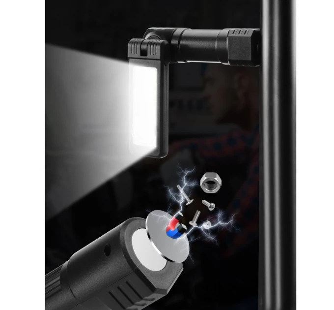 Фонарь WORKLIGHT 2 в 1 5305-COB(WHITE+YELLOW), Li-Ion аккумулятор, поворот180º+180º, магнит, ЗУ Type-C